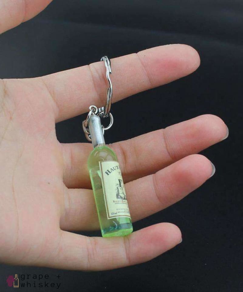 Wine Bottle Key Chain - Green - Grape and Whiskey
