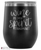 &quot;Wine is my Spirit Animal&quot; 12oz Stemless Wine Tumbler with Lid - Black - Grape and Whiskey