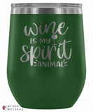 &quot;Wine is my Spirit Animal&quot; 12oz Stemless Wine Tumbler with Lid - Green - Grape and Whiskey