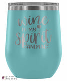 &quot;Wine is my Spirit Animal&quot; 12oz Stemless Wine Tumbler with Lid - Light Blue - Grape and Whiskey
