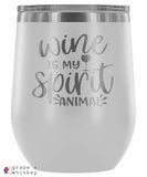 &quot;Wine is my Spirit Animal&quot; 12oz Stemless Wine Tumbler with Lid - White - Grape and Whiskey