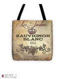 Wine Label Vi Tote Bag - 13&quot; x 13&quot; - Grape and Whiskey