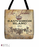 Wine Label Vi Tote Bag - 16&quot; x 16&quot; - Grape and Whiskey