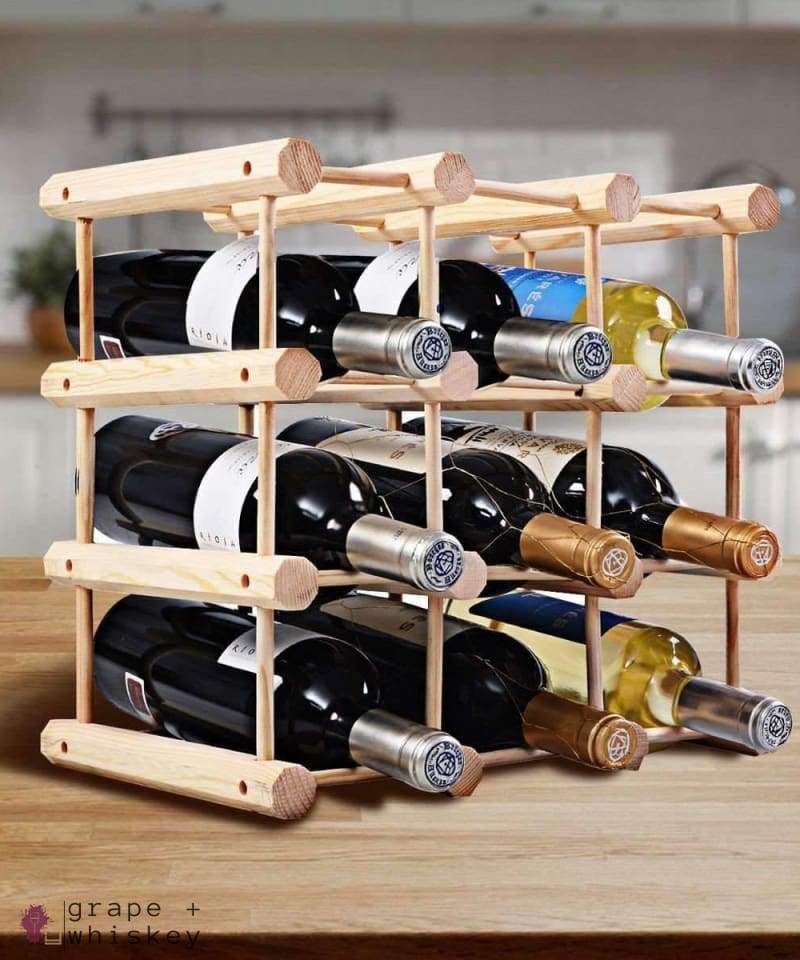 Wine Rack for 12 Bottles -  - Grape and Whiskey