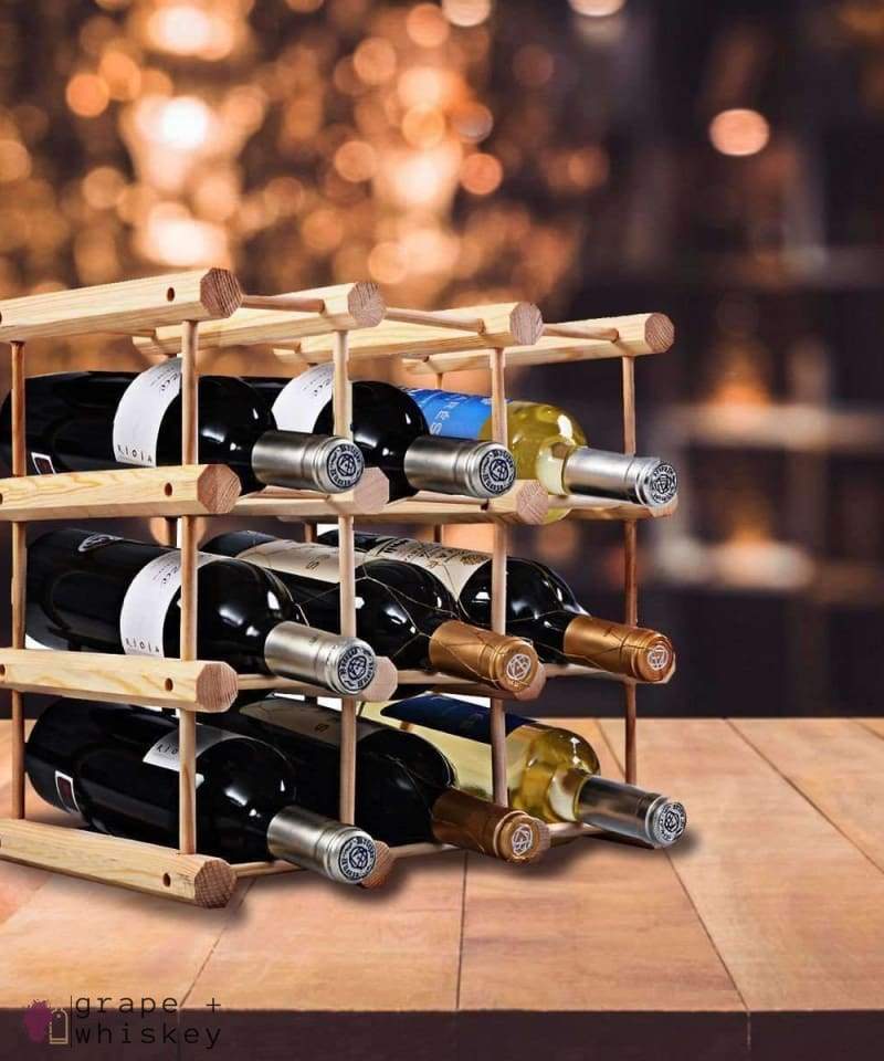 Wine Rack for 12 Bottles -  - Grape and Whiskey
