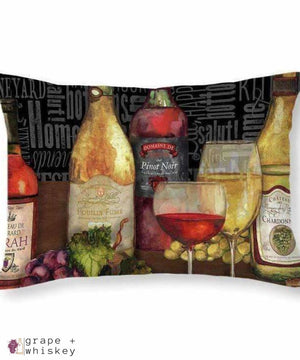 Wine Still Life On Black Throw Pillow - 20&quot; x 14&quot; / No - Grape and Whiskey