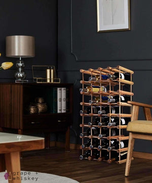 Wooden Wine Holder Bottle Rack for 40 Bottles -  - Grape and Whiskey