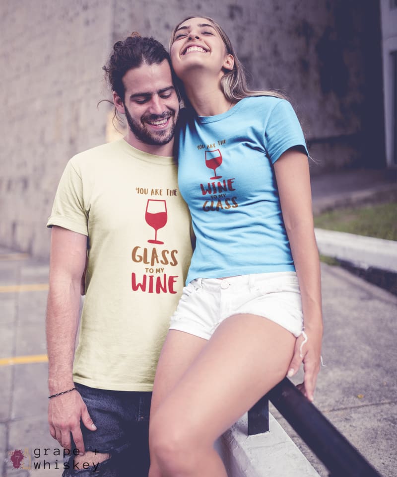 &quot;You are the Glass to My Wine&quot; Short Sleeve Tee - Natural / L - Grape and Whiskey