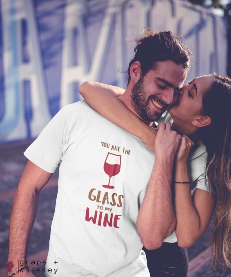 &quot;You are the Glass to My Wine&quot; Short Sleeve Tee - Solid White Blend / L - Grape and Whiskey